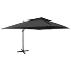 Zweefparasol Met Dubbel Dak 400X300 Cm Zwart 300 x 400 cm