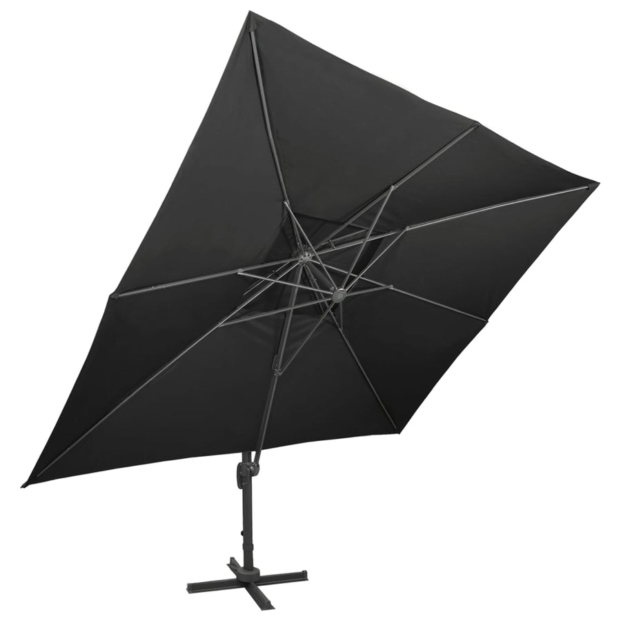 Zweefparasol Met Dubbel Dak 400X300 Cm Zwart 300 x 400 cm
