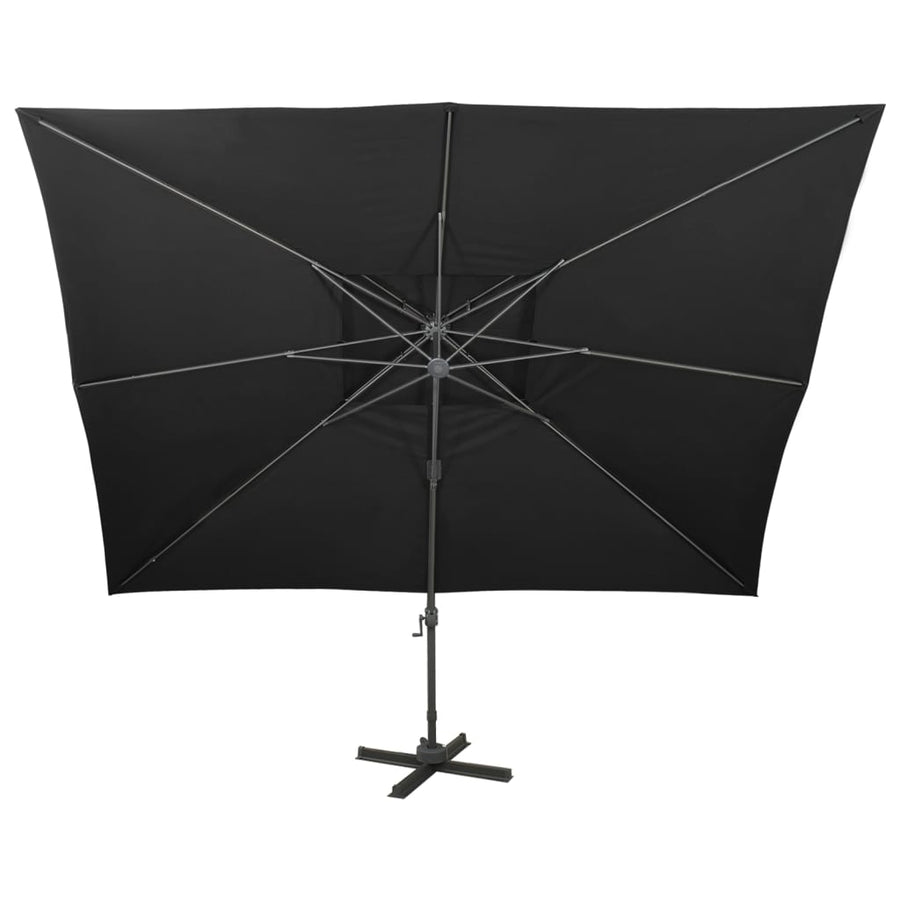 Zweefparasol Met Dubbel Dak 400X300 Cm Zwart 300 x 400 cm