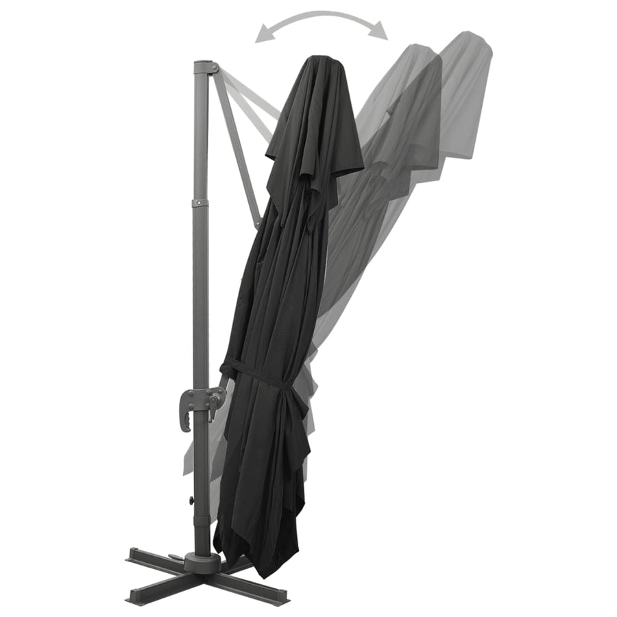 Zweefparasol Met Dubbel Dak 400X300 Cm Zwart 300 x 400 cm