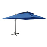 Zweefparasol 400x300 cm dubbel dak azuurblauw