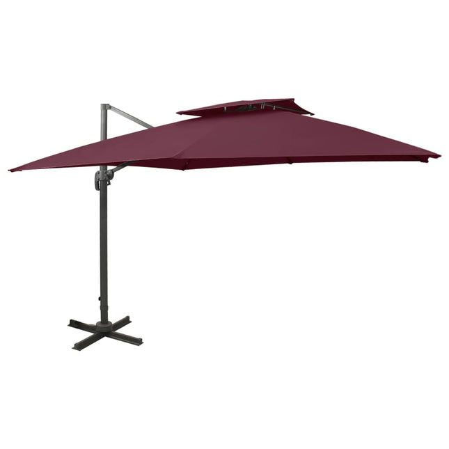 Zweefparasol Met Dubbel Dak 300 x 300 cm Bordeauxrood