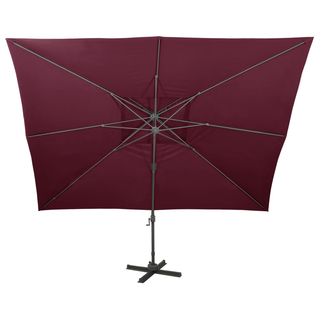 Zweefparasol Met Dubbel Dak 400X300 Cm Bordeauxrood 300 x 400 cm