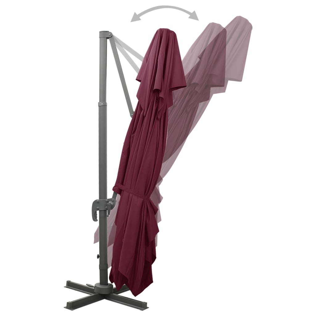 Zweefparasol Met Dubbel Dak 400X300 Cm Bordeauxrood 300 x 400 cm