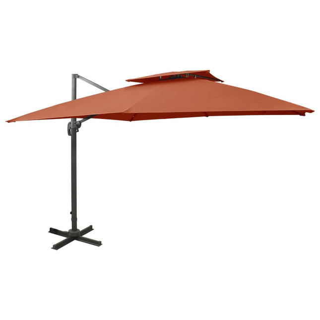 Zweefparasol Met Dubbel Dak Kleurig 300 x 300 cm Terracotta