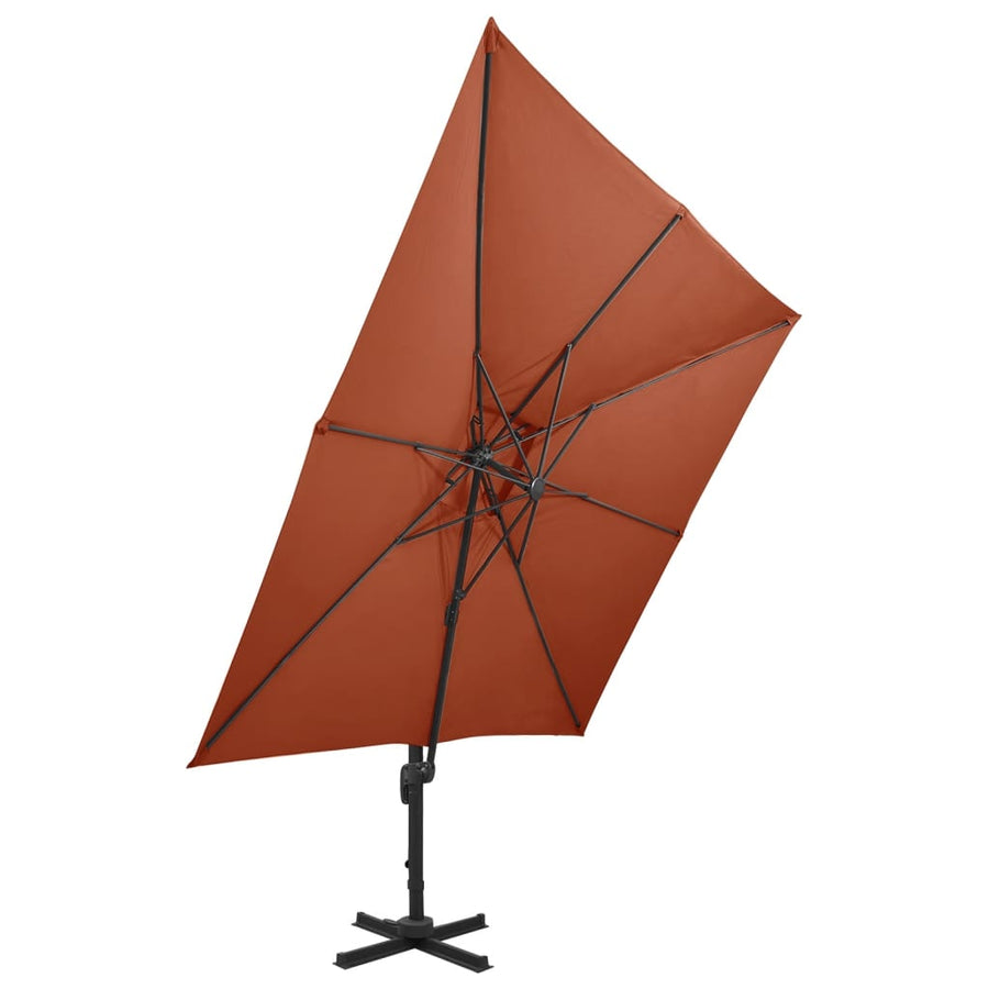 Zweefparasol Met Dubbel Dak Kleurig 300 x 300 cm Terracotta