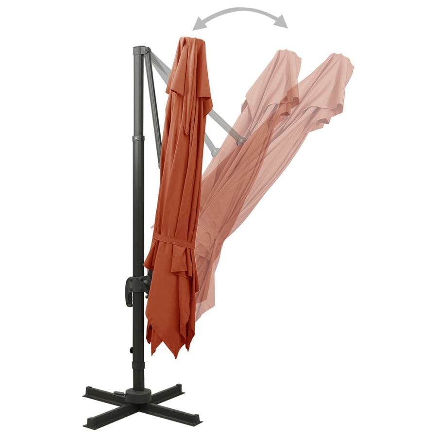 Zweefparasol Met Dubbel Dak Kleurig 300 x 300 cm Terracotta