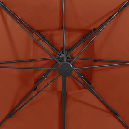 Zweefparasol Met Dubbel Dak Kleurig 300 x 300 cm Terracotta