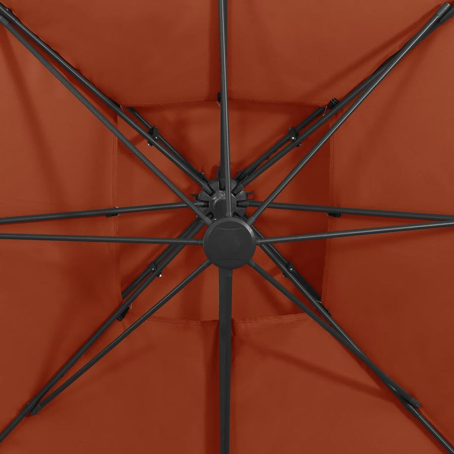 Zweefparasol Met Dubbel Dak Kleurig 300 x 300 cm Terracotta