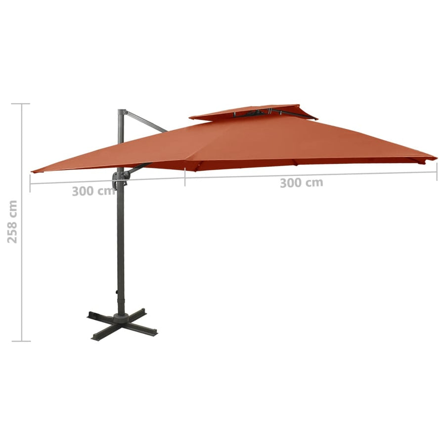 Zweefparasol Met Dubbel Dak Kleurig 300 x 300 cm Terracotta