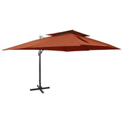 Zweefparasol 400x300 cm dubbel dak terracotta