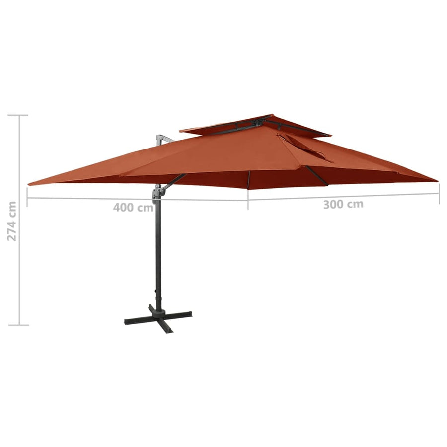 Zweefparasol Met Dubbel Dak 400X300 Cm Terracottakleurig 300 x 400 cm