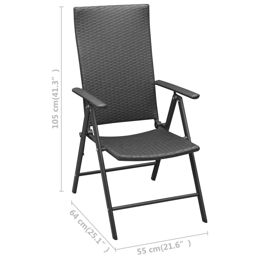 Tuinstoelen Poly Rattan 4 Zwart