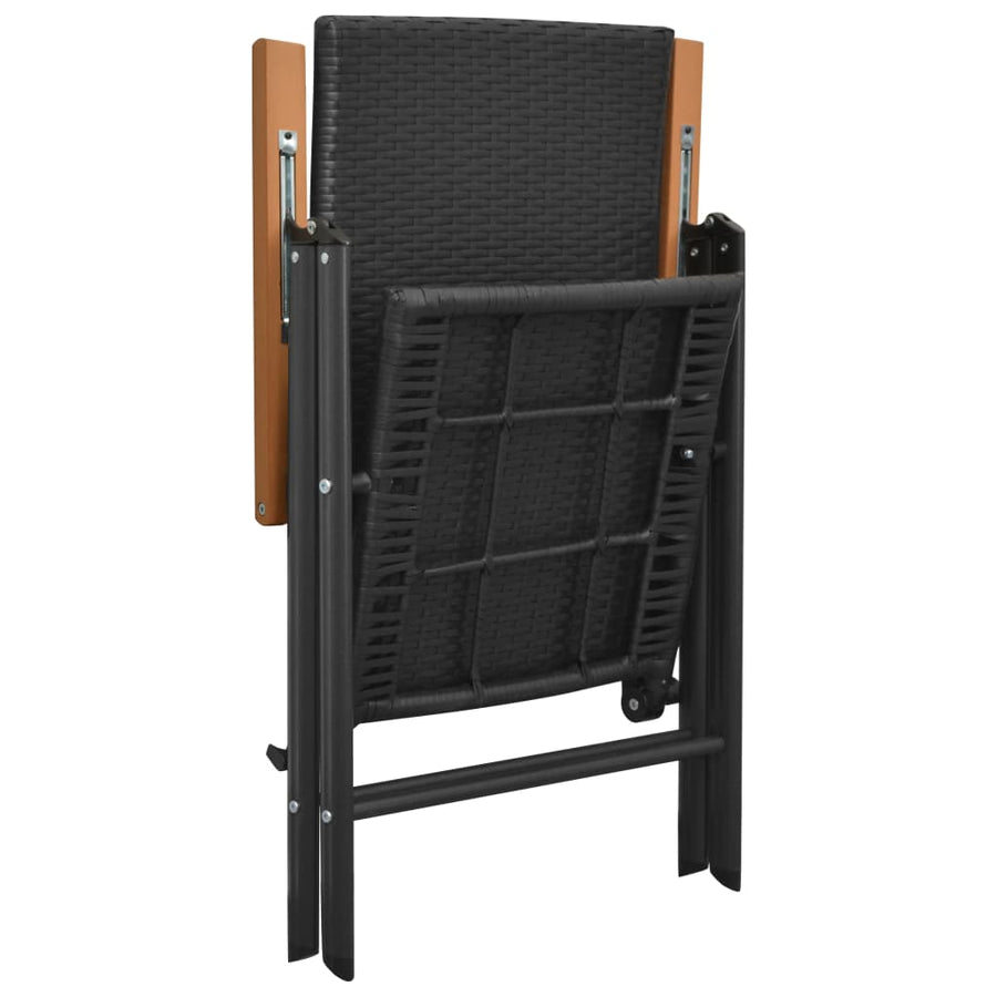 Tuinstoelen Poly Rattan 4 Zwart en bruin