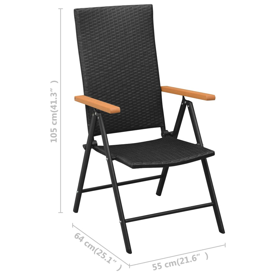 Tuinstoelen Poly Rattan 4 Zwart en bruin