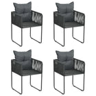 Garden chairs 4 pcs with cushions poly rattan black