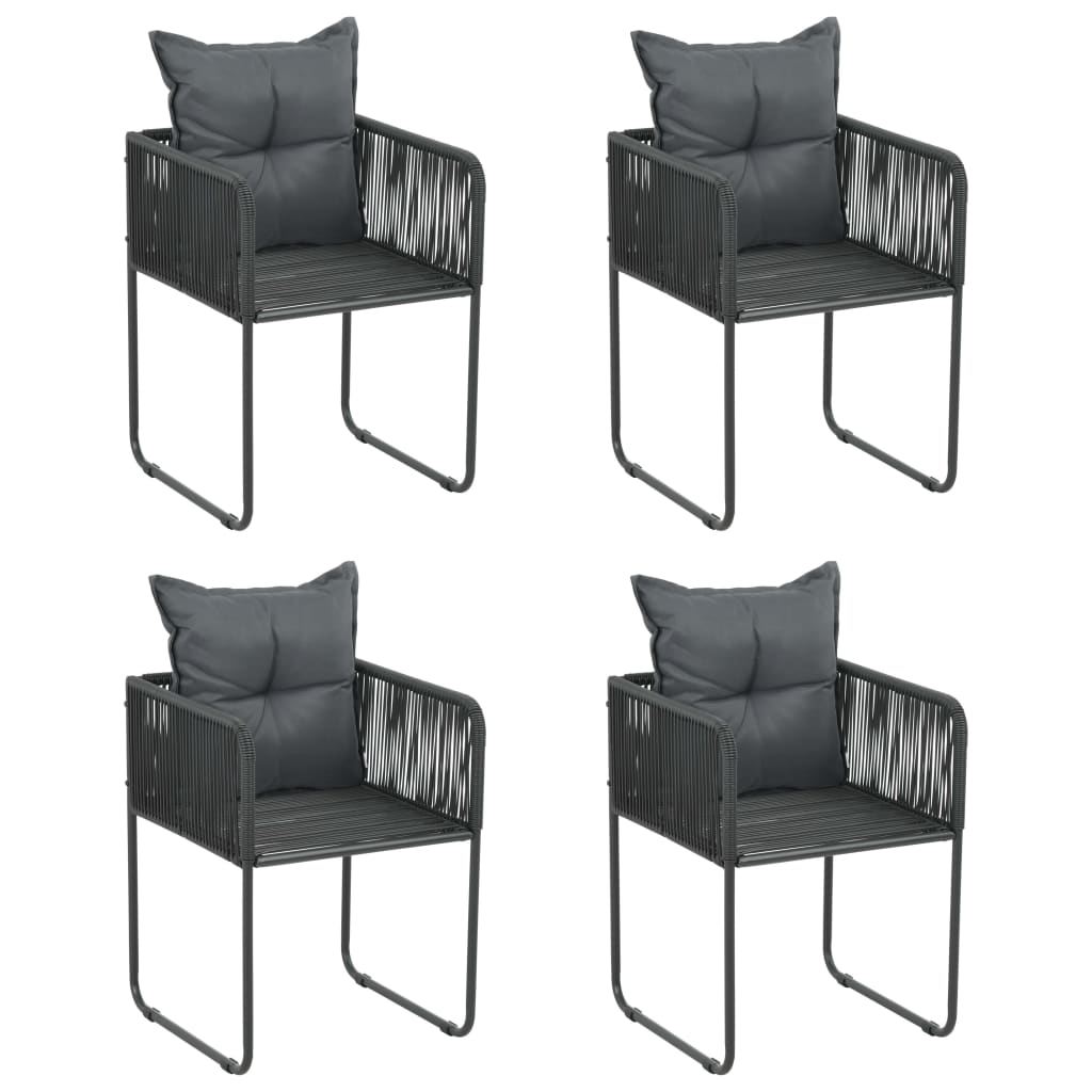 Tuinstoelen Met Kussens Poly Rattan Zwart 4