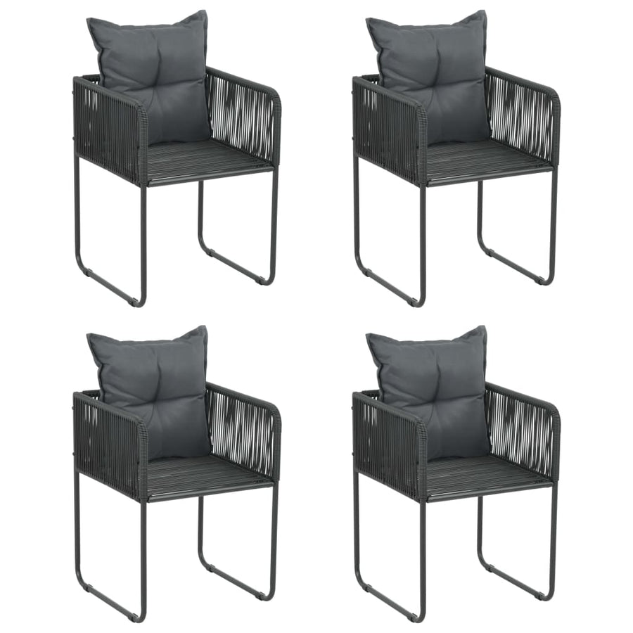 Tuinstoelen Met Kussens Poly Rattan Zwart 4