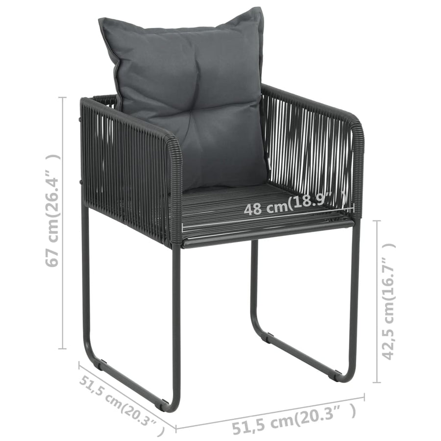 Tuinstoelen Met Kussens Poly Rattan Zwart 6