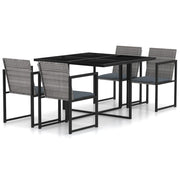 Tuinset 5-delig poly rattan grijs met kussens