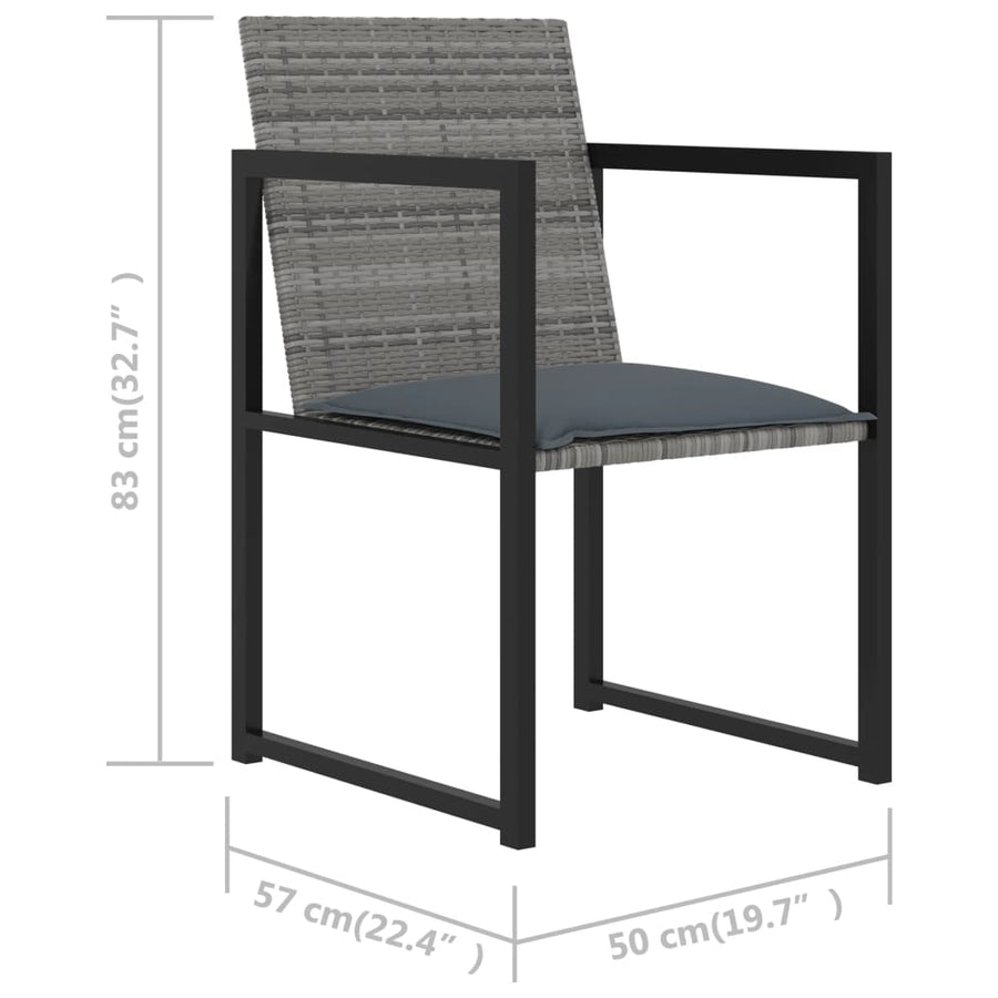 -Delige Tuinset Met Kussens Poly Rattan 5 Grijs