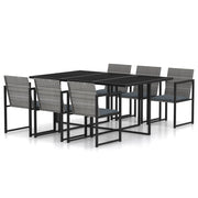 Tuinset 7-delig poly rattan grijs met kussens
