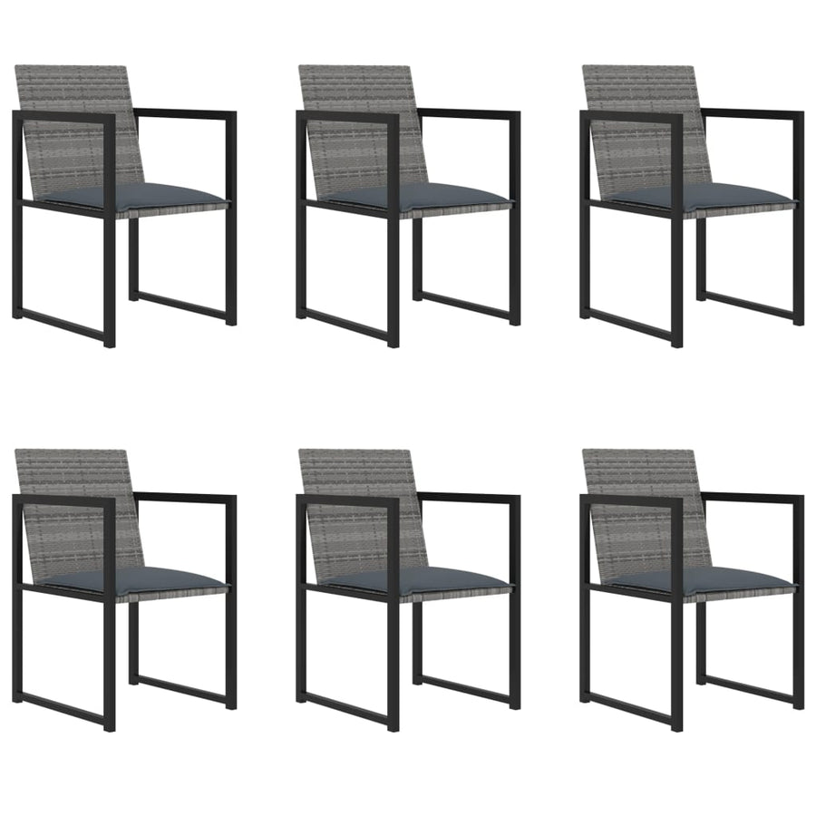 -Delige Tuinset Met Kussens Poly Rattan 7 Grijs