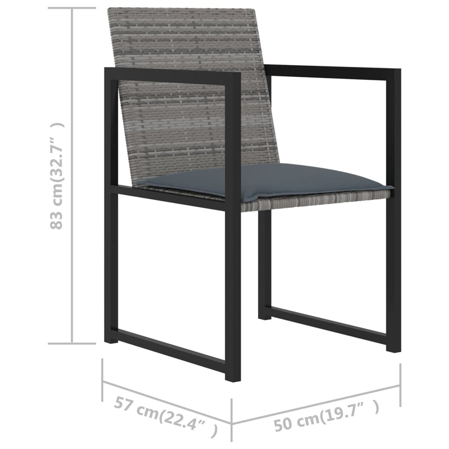 -Delige Tuinset Met Kussens Poly Rattan 7 Grijs