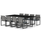 Tuinset 9-delig poly rattan grijs