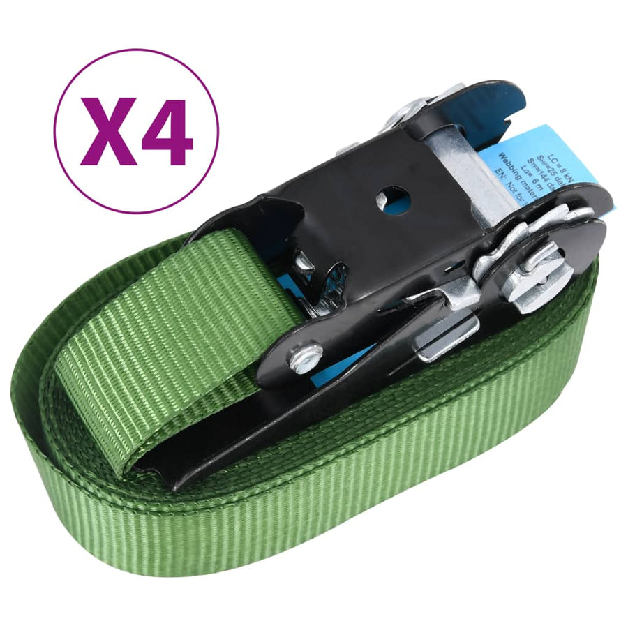 Spanbanden 4 st 800 daN 6 m groen