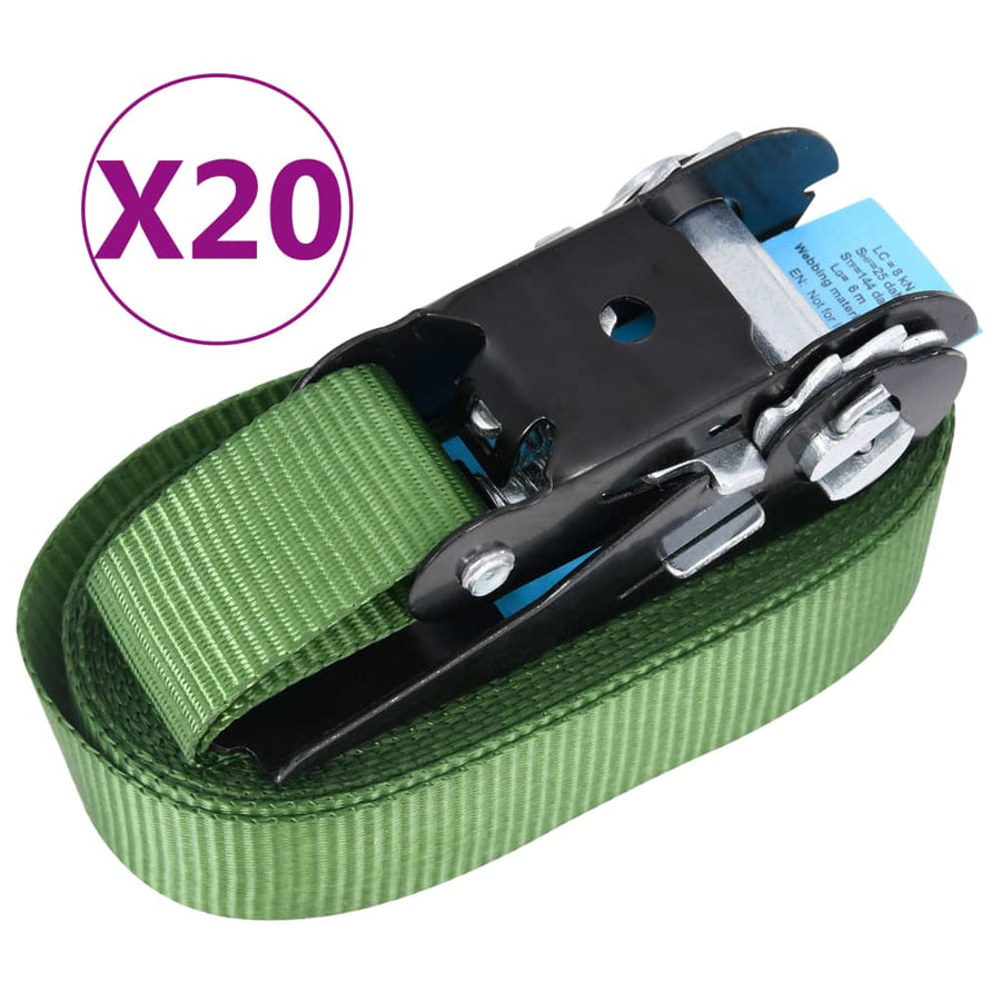 Spanbanden 20 st 800 daN 6 m groen