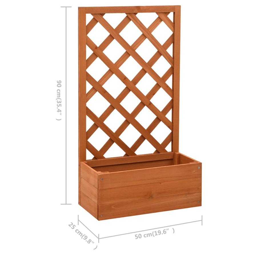 Latwerkplantenbak 50X25X90 Cm Massief Vurenhout Oranje orange