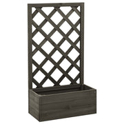 Plantebak latwerk 50x25x90 cm massief vurenhout grijs