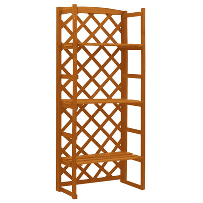Plantenrek Met Latwerk 60X30X140 Cm Massief Vurenhout Oranje