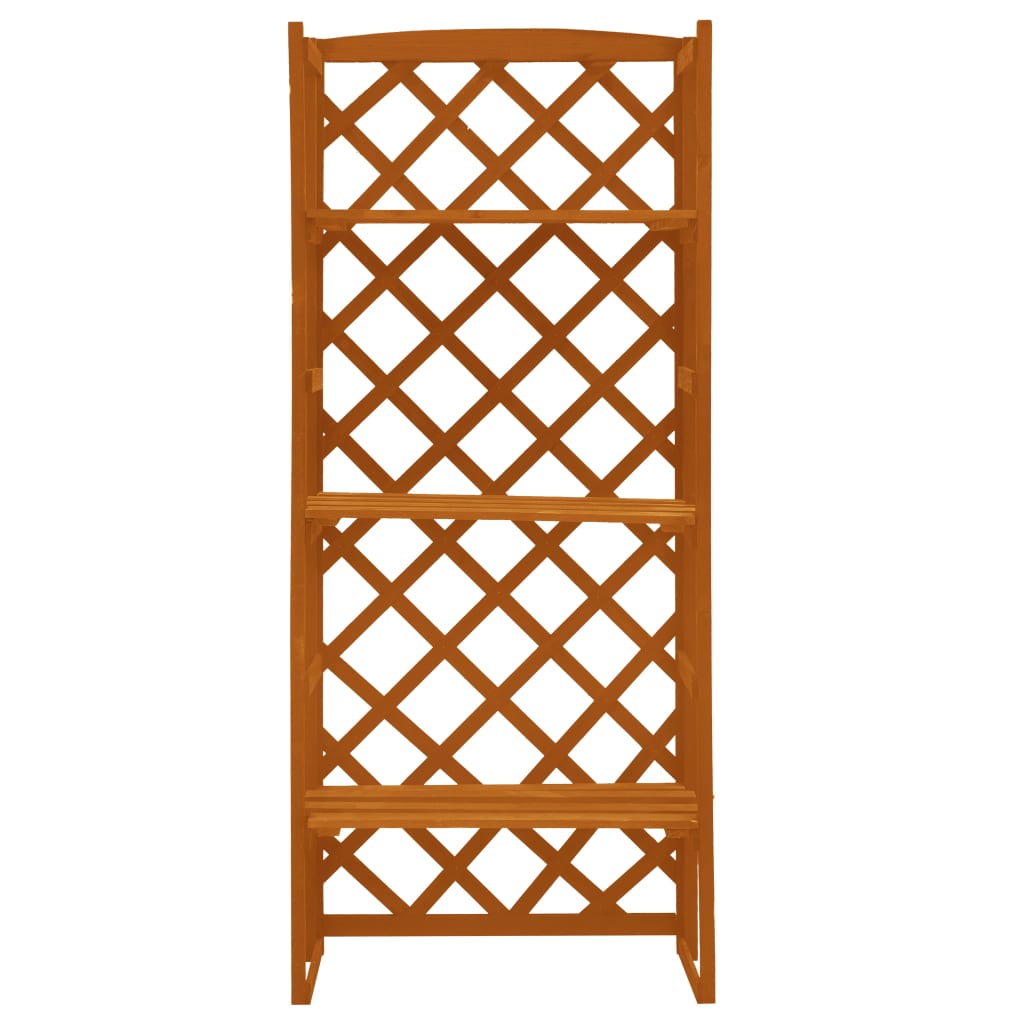 Plantenrek Met Latwerk 60X30X140 Cm Massief Vurenhout Oranje