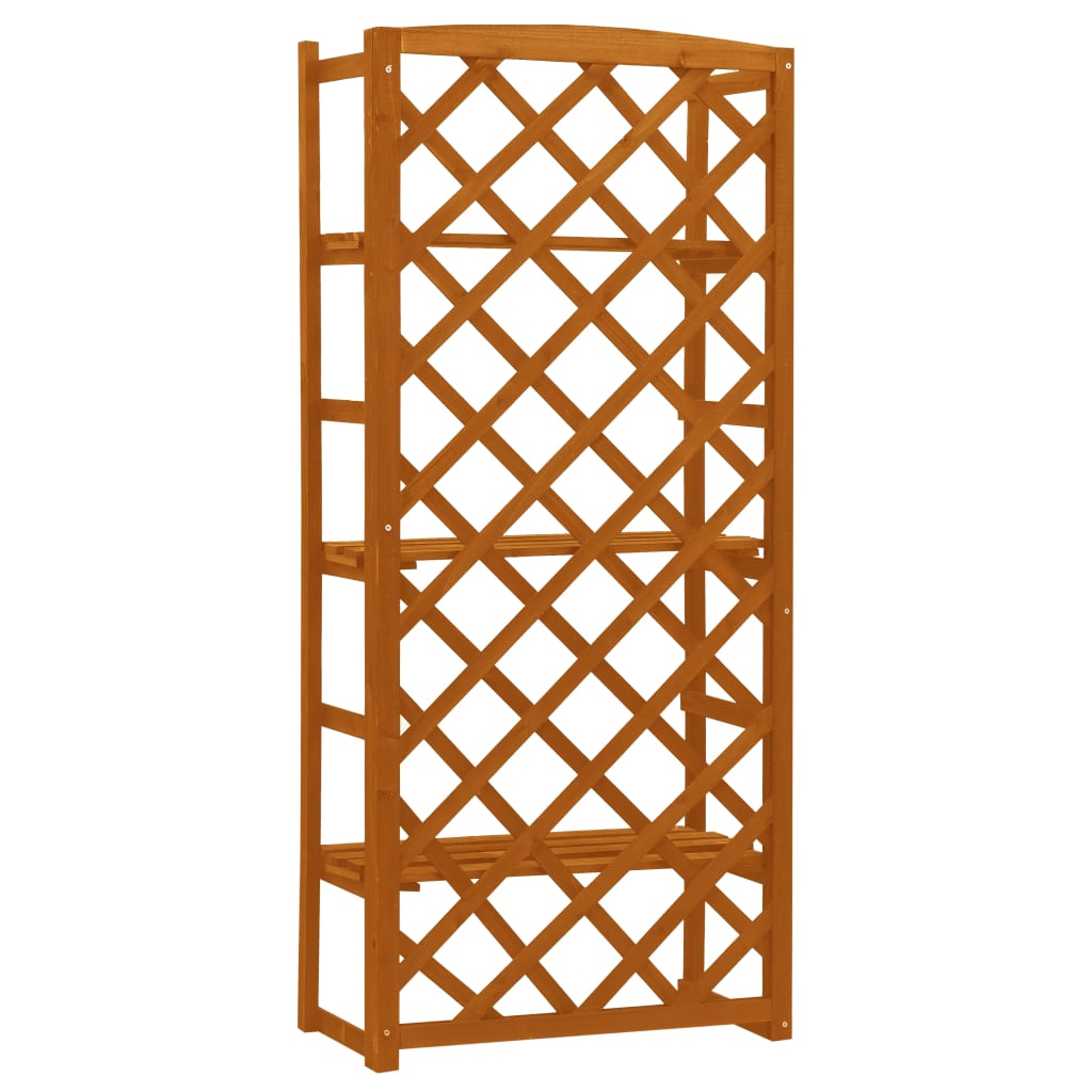 Plantenrek Met Latwerk 60X30X140 Cm Massief Vurenhout Oranje