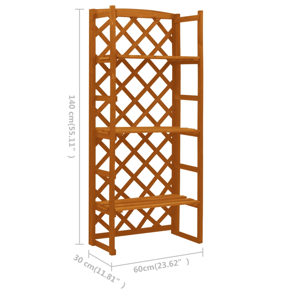Plantenrek Met Latwerk 60X30X140 Cm Massief Vurenhout Oranje