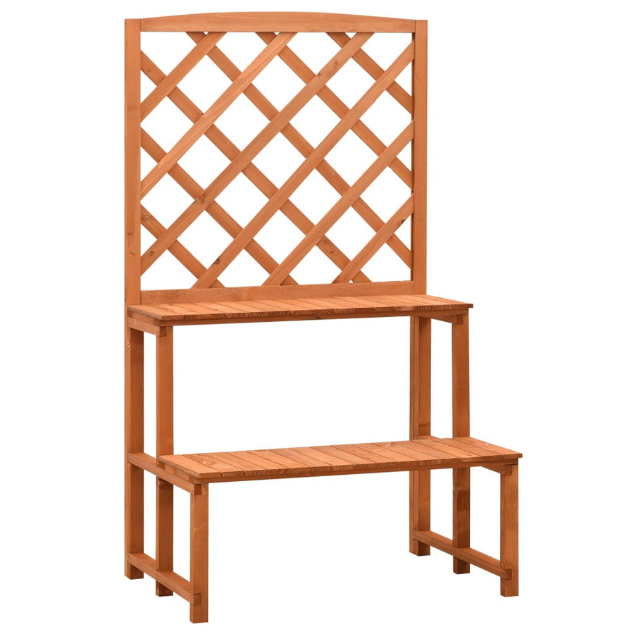 Plantenrek Met Latwerk 70X42X120 Cm Massief Vurenhout Oranje