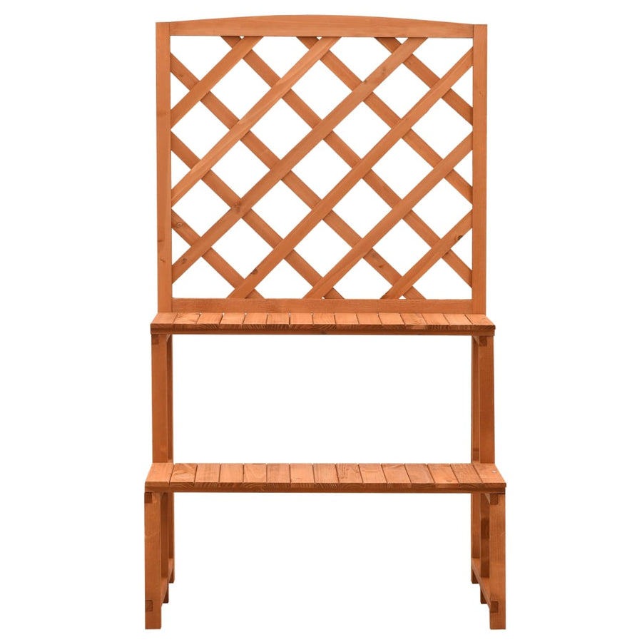 Plantenrek Met Latwerk 70X42X120 Cm Massief Vurenhout Oranje