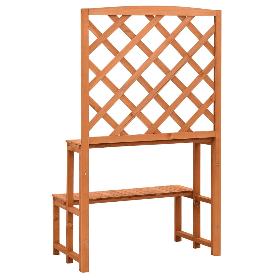 Plantenrek Met Latwerk 70X42X120 Cm Massief Vurenhout Oranje