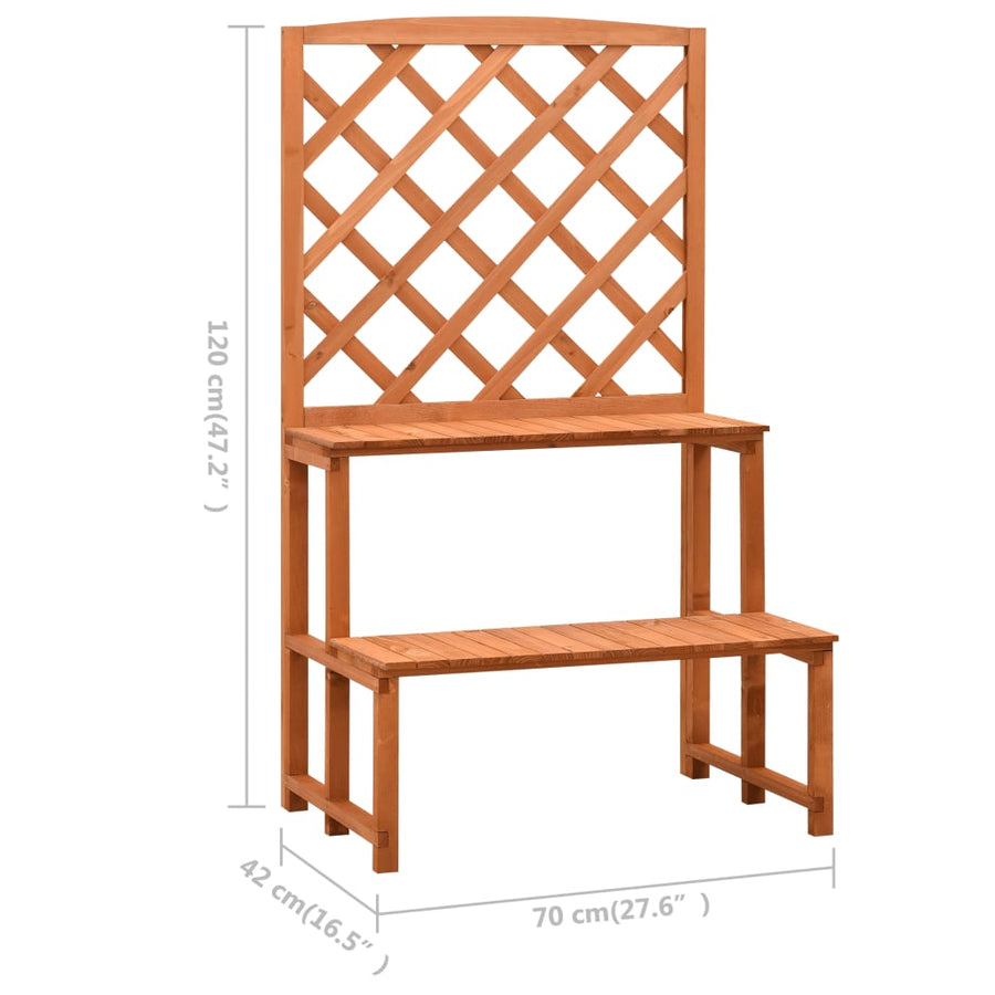 Plantenrek Met Latwerk 70X42X120 Cm Massief Vurenhout Oranje