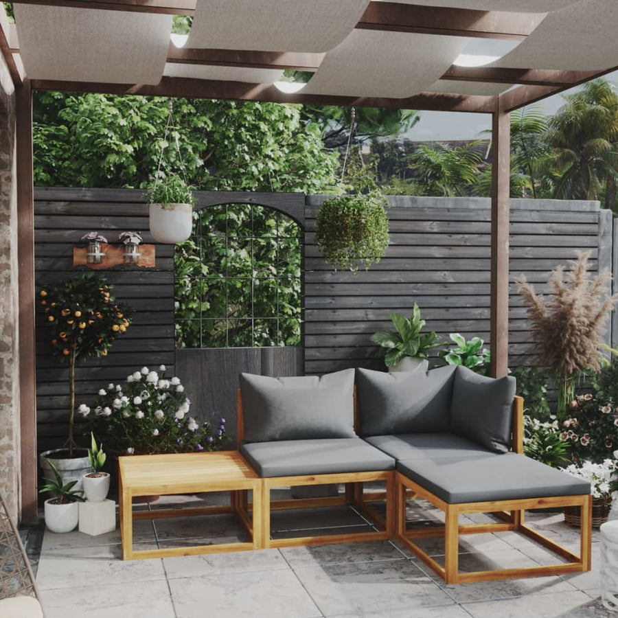 4-Delige Loungeset Met Kussens Massief Acaciahout 1