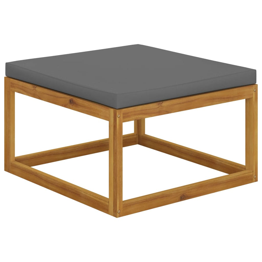 6-Delige Loungeset Met Kussens Massief Acaciahout Donkergrijs 2x midden + 2x hoek + voetensteun + Tafel