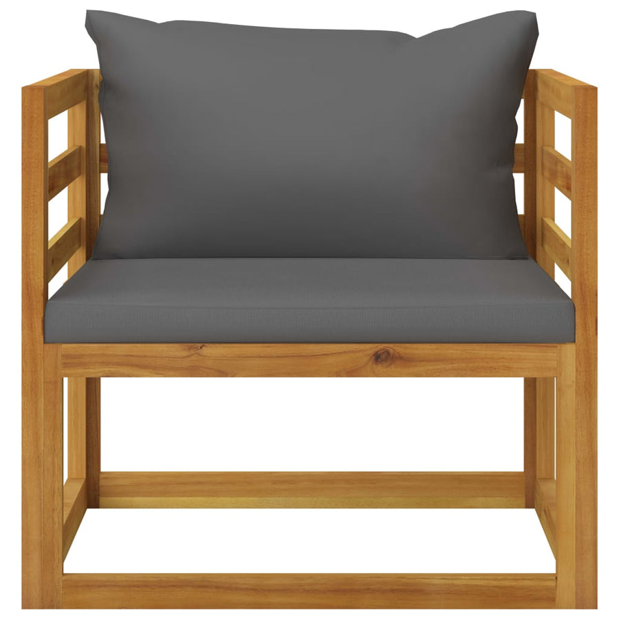 5-Delige Loungeset Met Kussens Massief Acaciahout Donkergrijs 2x hoek + 2x Fauteuil + Tafel