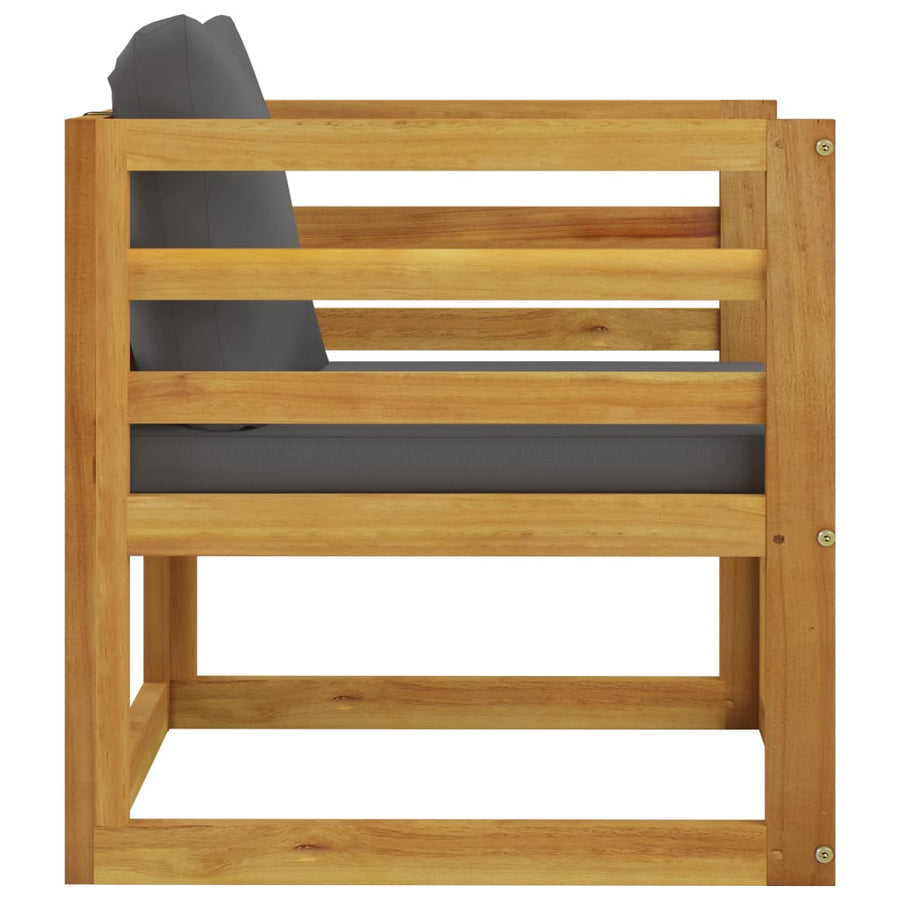 5-Delige Loungeset Met Kussens Massief Acaciahout Donkergrijs 2x hoek + 2x Fauteuil + Tafel