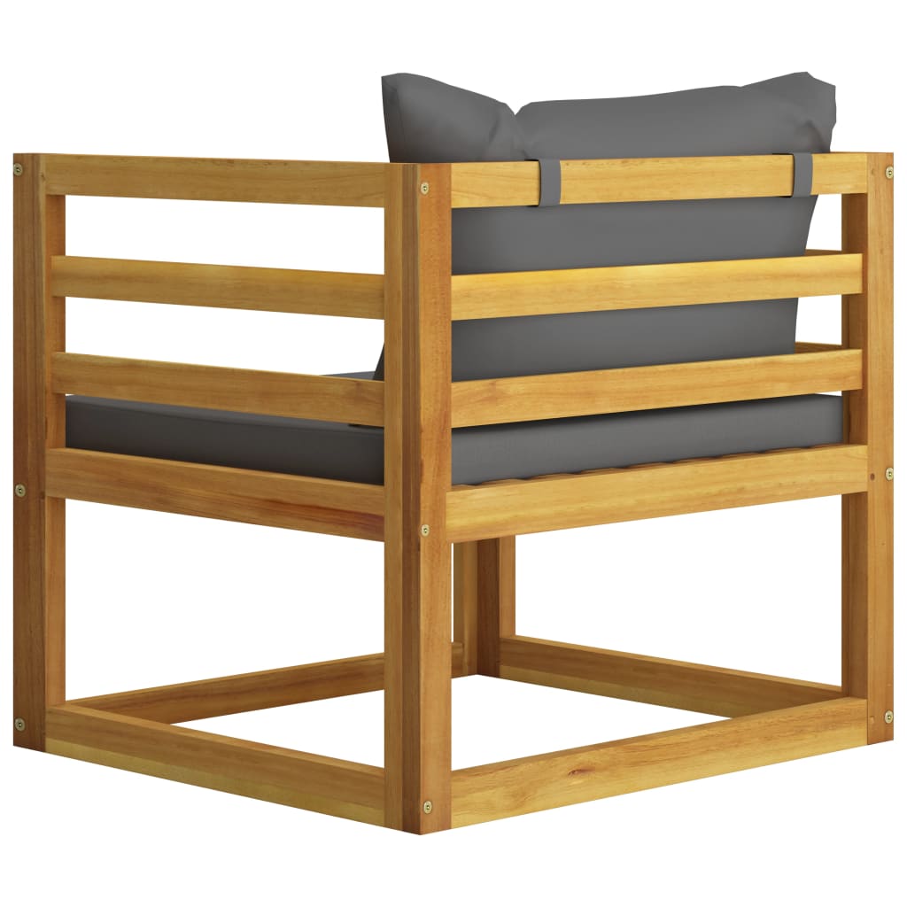 5-Delige Loungeset Met Kussens Massief Acaciahout Donkergrijs 2x hoek + 2x Fauteuil + Tafel