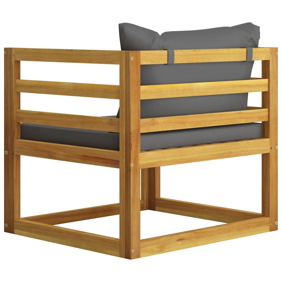 5-Delige Loungeset Met Kussens Massief Acaciahout Donkergrijs 2x hoek + 2x Fauteuil + Tafel