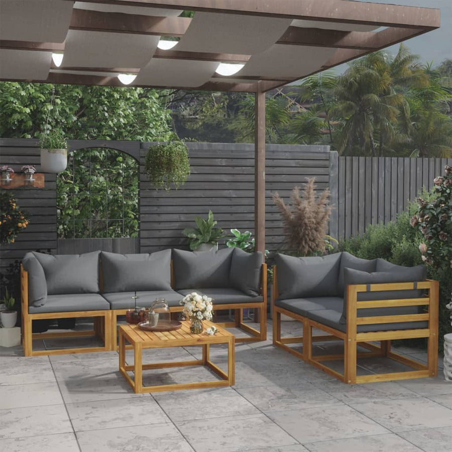 6-Delige Loungeset Met Kussens Massief Acaciahout 1