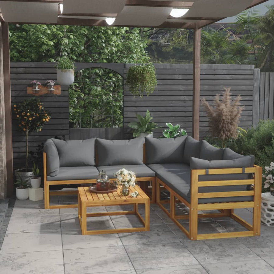 6-Delige Loungeset Met Kussens Massief Acaciahout 1