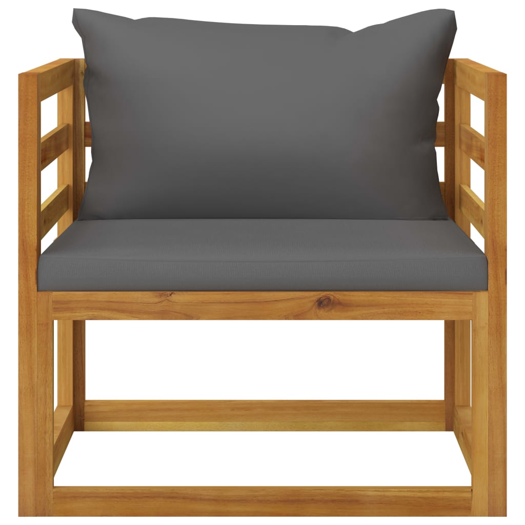 8-Delige Loungeset Met Kussens Massief Acaciahout Donkergrijs 3x hoek + 2x midden + Fauteuil + voetensteun + Tafel